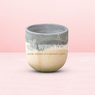 Chậu thân trụ bo tròn đáy sơn kiểu | Màu cam xám 30x30 cm