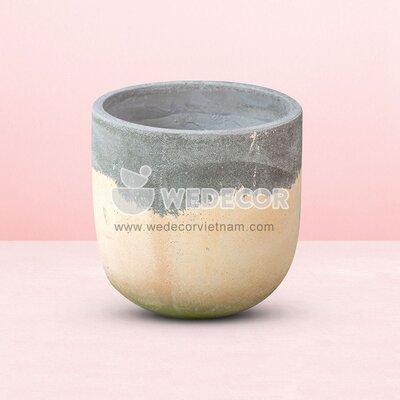 Chậu thân trụ bo tròn đáy sơn kiểu | Màu cam xám 40x40 cm