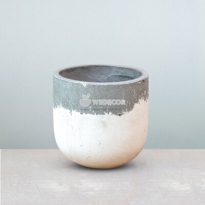 Chậu thân trụ bo tròn đáy sơn kiểu | Màu trắng xám 30x30 cm