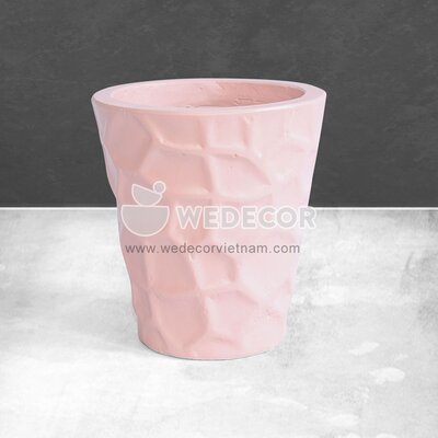 Chậu để bàn thạch cao dáng trụ vát đáy họa tiết lập thể | TDANG | Màu hồng pastel