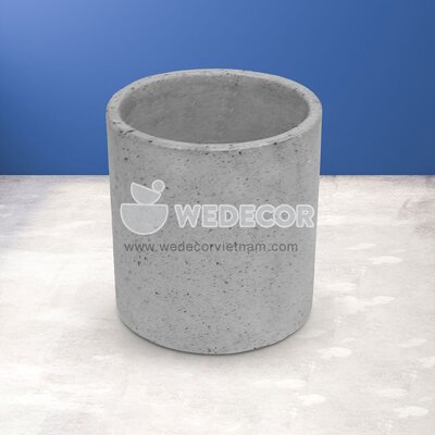 Chậu để bàn xi măng dáng trụ tròn | TDANG | Màu tự nhiên 13x14cm