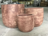 Chậu xi măng thân trụ bo tròn đáy sơn wax | Màu nâu đất 30x30 cm
