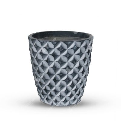 Chậu xi măng hình nón cụt họa tiết caro | Wax xanh đá 31x31 cm