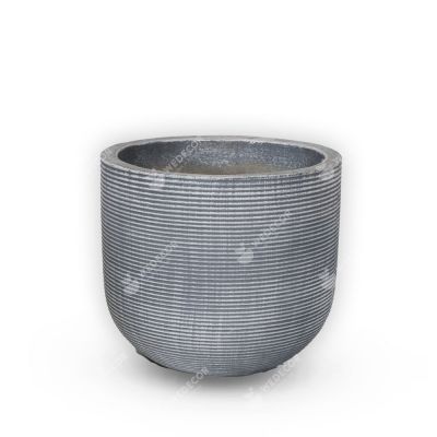 Chậu xi măng thân trụ bo tròn đáy wax chỉ ngang | Màu xanh đá 28x25 cm