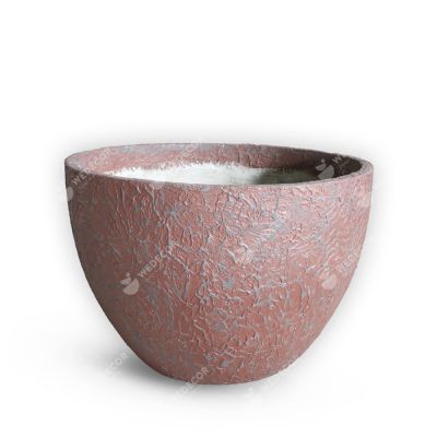 Chậu xi măng đắp hình quả trám | Màu đỏ đô 59x41 cm