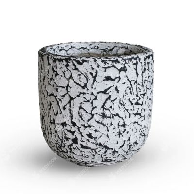 Chậu thân trụ đắp bo tròn đáy | Màu trắng đen 20x20 cm