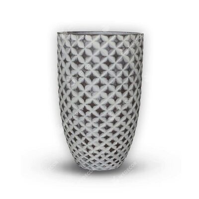 Chậu xi măng quả trám | wax nâu trắng 27 x 43