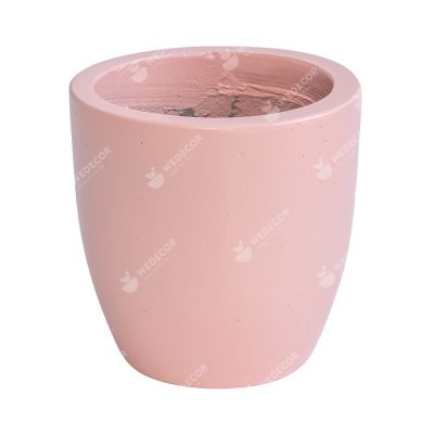 Chậu để bàn xi măng dáng trụ tròn trơn bo đáy | TDANG | Màu hồng pastel
