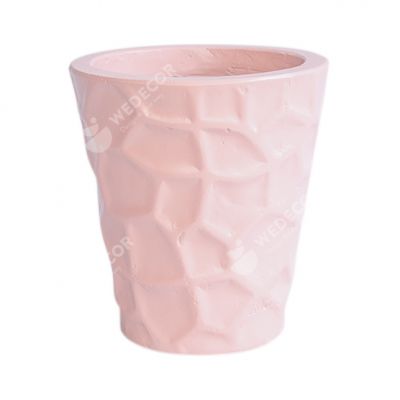 Chậu để bàn xi măng dáng trụ vát đáy họa tiết lập thể | TDANG | Màu hồng pastel
