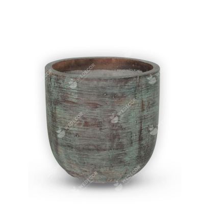 Chậu xi măng thân trụ bo tròn đáy sơn wax | Màu xanh rêu đậm 30x30 cm