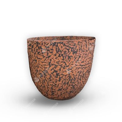 Chậu xi măng đắp hình quả trám | Màu cam đen 50x44 cm